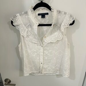 French Connection Eyelet button up top